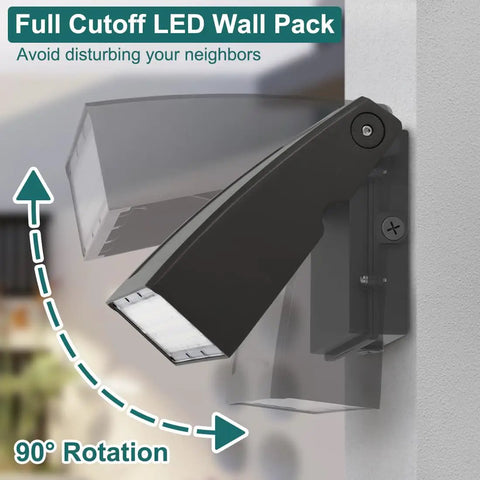 Kickin Bright 30W LED Wall Pack Light With Dusk To Dawn Photocell, adjustable angle on wall, outdoor light, 90° rotation