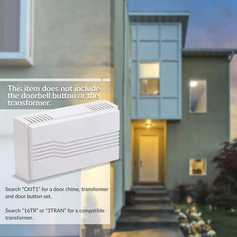 White 2-Note Wired Mechanical Door Bell Chime CHM1 For Home Upgrade Replacement, Fits Traditional Or Modern Decor, Easy Install, Reliable Dual-Tone Ding Dong Sound, Great For New Builds Or Renovations