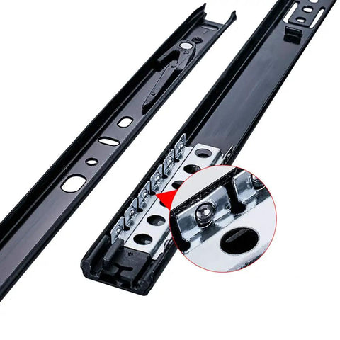 Soft Close No Slam Drawer Slides Set, 2-Section Ball Bearing Metal Drawer Runners, 25 Cm, Side Mount Rails, Steel, Detail View