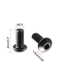 Rock Solid Button Head Hex Socket Cap Screws M2.5x6mm Thread 10.9 Grade Black Alloy Steel showing dimensions for precision assembly.