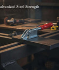1 Pack Quick Action Toggle Clamp For Woodworking And Metalworking, Zinc Plated Iron Workholding Device with red handle on table