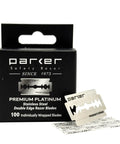 Pro-Grade Platinum Double Edge Safety Razor Blades 100 Count Salon Pack With Swedish Steel And Platinum-Tungsten-Chromium Coating Box