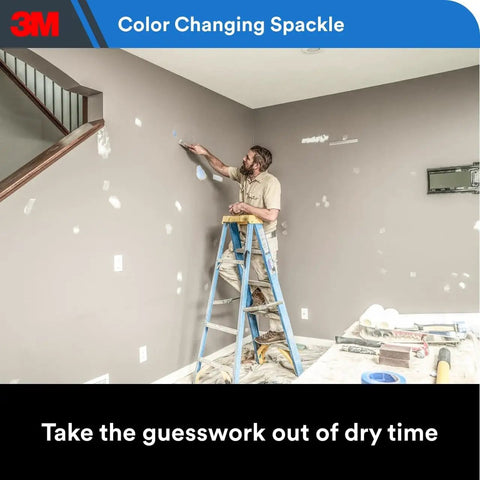 Color Changing Spackling Compound Kit With 3 Inch Putty Knife Blue When Wet And White When Dry 12 Oz For Hole Repairs Up To 3 Inches On Drywall Plaster Stucco And Wood Ideal For Quick DIY Fixes On Interior And Exterior