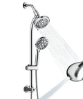 High Pressure Shower Head Combo With 82 Modes 3 Way Handheld And Showerhead 25.75 Inch Adjustable Drill Free Stainless Steel Slide Bar