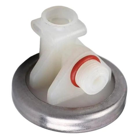 Coffee Machine Pressure Regulator For Stable Water Flow And Durable Beverage Making Component That Eliminates Pulsation From Electromagnetic Pumps Delivers Smooth Extraction And Home Barista Quality, white plastic and metal