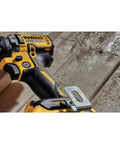 Close-up of 20V Max XR Cordless Hammer Drill With Brushless Motor, Ultra Compact Lightweight Design for pro use on wood
