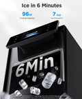 Smart Nugget Ice Maker Delivering 60 Pounds Daily Capacity And 6 Minute Rapid Ice Production Yields control panel with six minute timer.