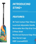 Making Waves Design Adjustable Carbon Fiber Dragon Boat Paddle With LeverLock IDBF Approved Lightweight 20 oz displaying features