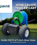Tough As Nails Heavy Duty Hose Reel Trailer Cart Caddy with smooth rolling tires holding a 100 ft 1-inch blue hose.