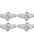 Heavy Duty Stainless Steel Double Wheel Roller Pulleys 4 Pack Dead Silent Glide Track Wheels for Sliding Closet Doors and Cabinet Windows. Close-up view.