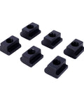 6 black T-slot nuts from 58 Piece Heavy Duty T Slot Clamping Kit For Seven Sixteenths Inch Table Slot And Three Eighths Inch Sixteen Stud Mill