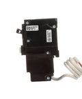 GFCI Circuit Interrupter Breaker 15 Amp 2 Pole 120V 10,000 AIC Self Test UL 943 Class A Protection, back view with coiled wire