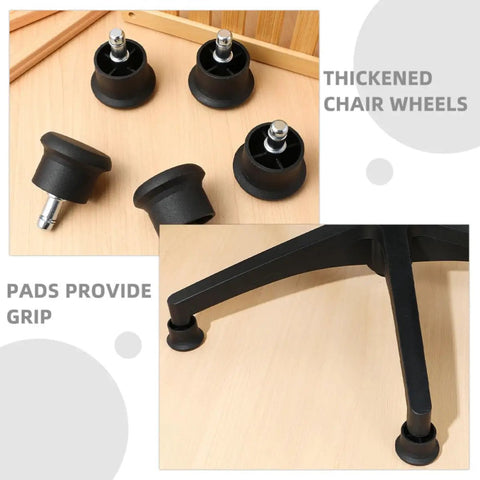 Six Pack Non Slip Furniture Glides For Carpet Office Chair Wheels Replacement Pads and chair base on wooden floor
