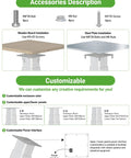 Accessories for Heavy Duty Electric Lift Table Motorized Lifting Column with bolts, nuts, and customizable panels shown.