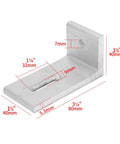 L Foot Solar Mount Brackets For Roof PV System Beefy Aluminum Alloy Photovoltaic Panel Mounts with dimensions marked.