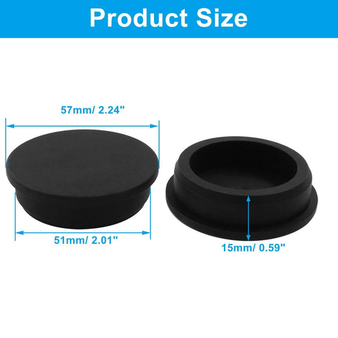 5 Pack Silicone Rubber Hole Plugs For 2 Inch Round Holes, Waterproof Flexible Seal Caps with product dimensions labeled