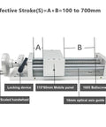 Rock Solid SFU1605 Ball Screw Nut With Manual Hand Wheel Linear Guide Rail And 700 Millimeter Stroke Slide Table For Cnc Router Engraving Setup straight view showing locking device and handwheel.