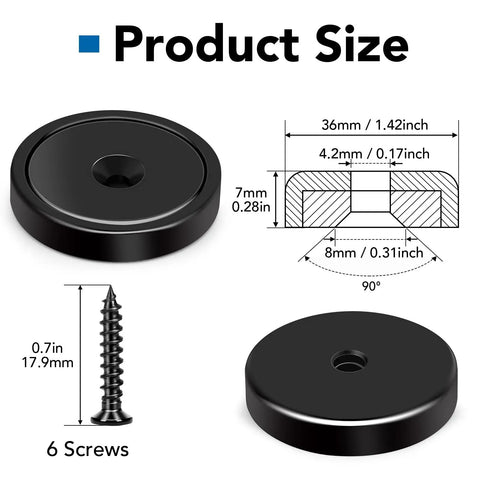 Heavy Duty 1.42 Inch Neodymium Cup Magnets With Holes For Wall Mounting, Waterproof And Rust Resistant, 150lb Plus Lifting Power