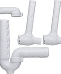 Undersink Vinyl P Trap Piping Cover Kit With Two Angle Valve Covers And A Five Inch Offset Tailpiece Wheelchair Strainer Cover