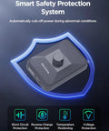 High Capacity 288Wh LiFePO4 Portable Power Station With Stand And Carry Case, safety features visual, showing protection system.