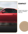 Side view of a red car with a sample of beige flannel fabric for a 30 Piece Car Headliner Repair Kit With Roof Rivets And Installation Tool For Beige Flannel Car Roof Liner Fix Pins Interior Ceiling Fabric Retainer Clips DIY Friendly Quick Fix