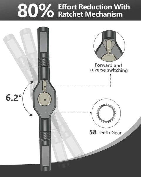 Magnetic Ratchet Screwdriver Set With 40 Precision Bits And 42 In 1 DIY Tool Kit showing ratchet mechanism and size