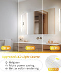 Bathroom vanity light bars for above mirror, chrome finish, 24-inch LED 14W, natural white 4000K, showcasing clear color rendering.