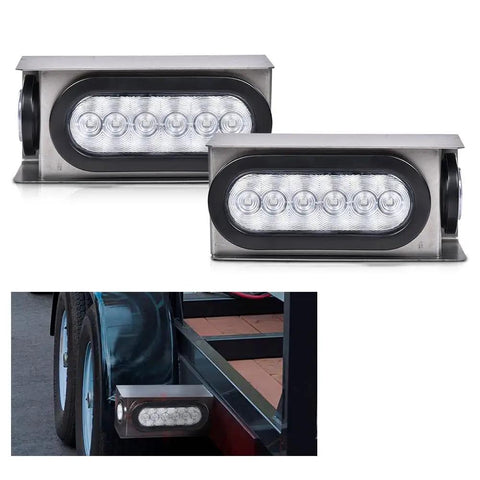 Two Pack Clear Tail Light Kit With Steel Housing For Trucks Fits Chevy Silverado 1500 2500 3500 HD GMC Sierra Toyota Tundra 6 Inch Oval LED