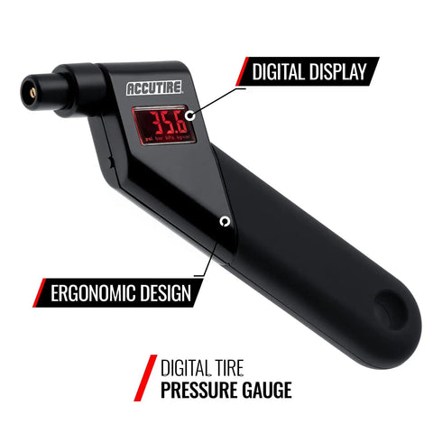 Beefy Digital Tire Pressure Gauge With Backlit LCD Display, 5-150 Psi Range, Angled Head, Rubber Grip, Auto Shutoff, Easy Unit Switching Between Psi Bar KPa Kg-Cm2, Accurate To Within 0.5 Psi, black