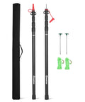 Telescoping Tarp Poles 4 Section Adjustable Aluminum Heavy Duty Poles 8.7 Feet Shade Sail Canopy Support For Camping And Outdoors Black Set