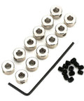 One Eighth Inch Plated Brass Dura Collar Shaft Collars Bulk Pack With Set Screw And Wrench, Twelve Pack for heavy duty RC use.