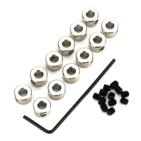 One Eighth Inch Plated Brass Dura Collar Shaft Collars Bulk Pack With Set Screw And Wrench, Twelve Pack for RC landing gear and axle shafts
