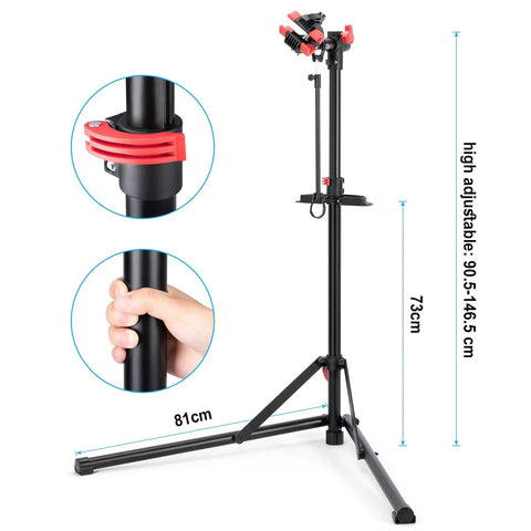 Heavy Duty Bike Repair Stand For Mountain And Road Bikes, Portable Maintenance Workstand With Adjustable Height and 360 Degree Clamp
