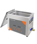 Hualuck 6L Digital Ultrasonic Cleaner With Heat And Timer, Stainless Steel Tank, detailed view with lid open.