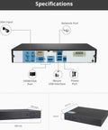 Back view of 16 Channel Hybrid DVR NVR System 1080P Lite 5 In 1 with ports and dimensions shown, no HDD included.
