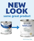 Painter's Touch Latex Paint Gloss White Half Pint 8 Oz water based acrylic can with new look and product branding.