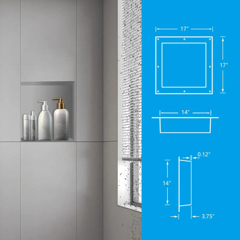 Tile Shower Niche Shelf 17x17 Inches With Texture Inside 14x14 Inches Single Shelf Wall Niche Insert For Bathroom Storage Waterproof