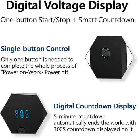 Digital voltage display with one-button control and countdown timer for Badass Ultrasonic Cleaner Machine Portable 120 Watt.