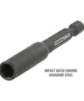 Beefy Five Piece Impact Driver Bit Set With Hex Socket Adapters And Six Inch Drill Extension 1/4 inch hex bit holder