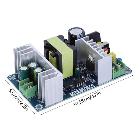Top Shelf High Power Switching Power Supply Module 180W AC DC 36V 5A, heavy duty PCB with dimensions 10.58cm x 5.57cm.