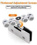 Close-up of Hidden Sliding Glass Door Track Hardware Kit wheel assembly with silent rollers and adjustment screws.