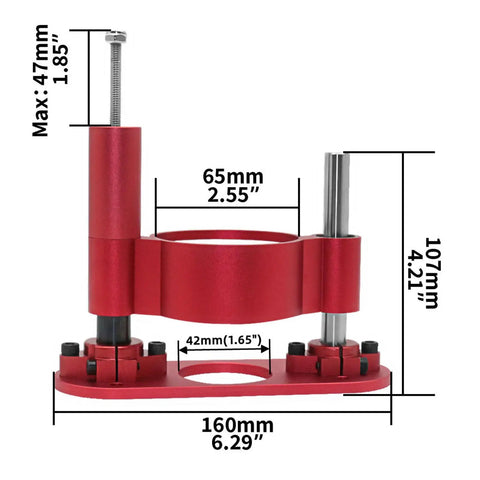 Premium Manual Router Lift System With Precision Crank Adjustment For Table Saw Insert Base Plate Black with dimensions and details.