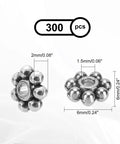 Antique Silver Daisy Flower Spacer Beads 6mm 300Pcs Tibetan Style Alloy Spacer Beads for DIY Jewelry Making