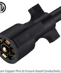 Heavy Duty 7 Way Trailer Plug Inline Extension Cord with weatherproof design and premium copper pins for optimal connectivity.