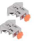Heavy Duty Stainless Steel Corner Clamps For Woodworking Adjustable Right Angle Vise, two pack with orange knob for secure grip.