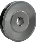 Close-up of AK3534 Beefy Cast Iron Pulley One Groove Motor Pulley For V Belts A 3L 4L Three Quarter Inch Bore And 3.55 Inch Outer Diameter