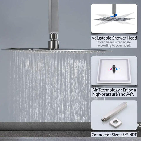 Brushed Nickel Ceiling Mount Shower System 10 Inch Overhead Rain Shower With Handheld Hose Brass Valve Stainless Trim All In One Bathroom Upgrade Dope featuring adjustable head and air technology