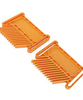 Premium Wheat Featherboard For Router Tables And Band Saws, two orange plastic hold downs for precision woodworking workpieces.
