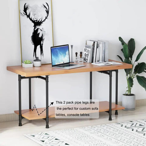 Beefy Industrial Pipe Desk Leg Set 28 Inch Heavy Duty Vintage Style Furniture Legs For Dining Tables Coffee Tables Benches