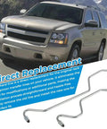 Rack Pinion Transfer Lines For 2007 Chevrolet Tahoe Suburban Avalanche And 2007 GMC Yukon And 2007 Cadillac Escalade With Male Fittings Hard Lines On Rack Replacement For Precise Steering, shown with installation diagram and vehicle.